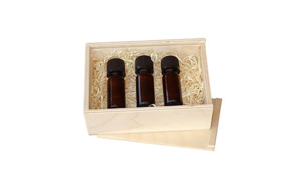 Beispielfoto, Holzkiste als Geschenksverpackung für 2 Schnapsflascherl á 20 ml